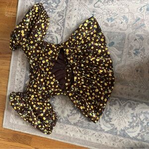 NWT 6 Autumn Adeigbo Peplum Cut Out Top with Floral Design